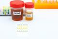 Urinary tract infection, blood in urine in a test container